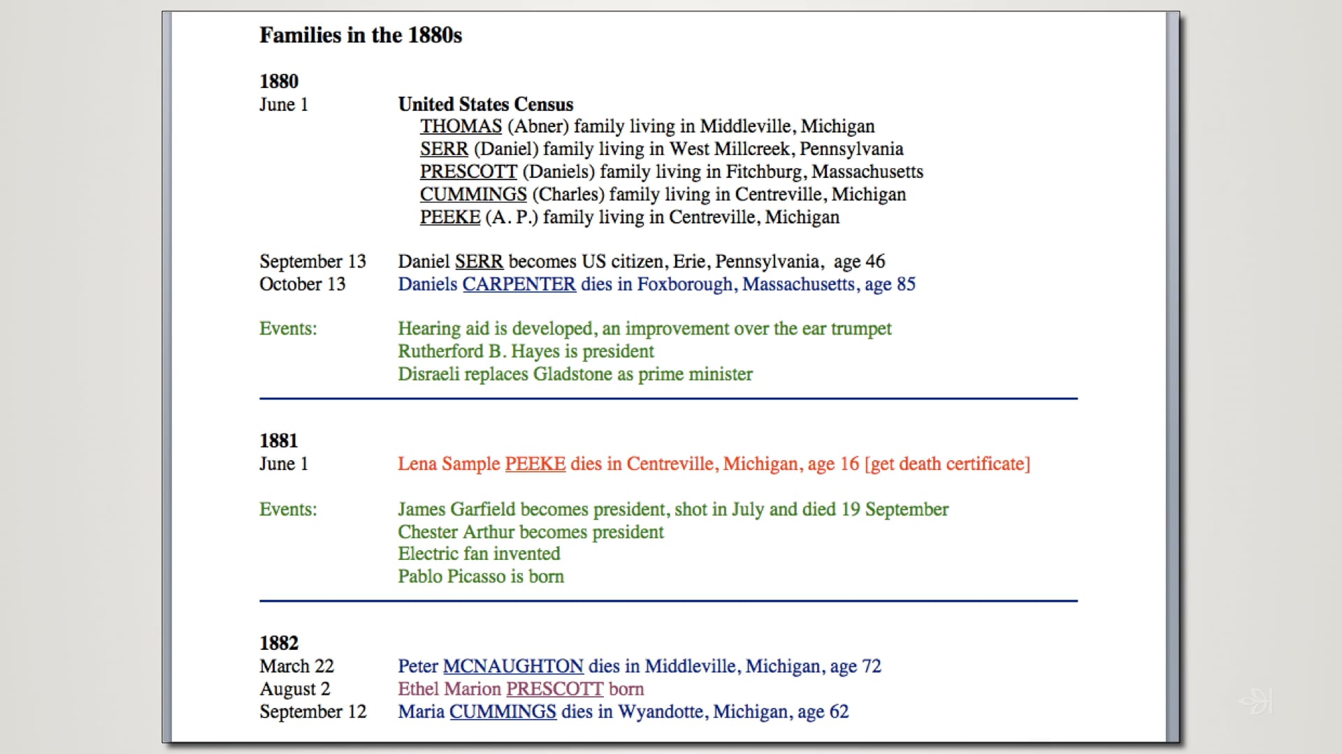 Solving Family Puzzles With Timelines