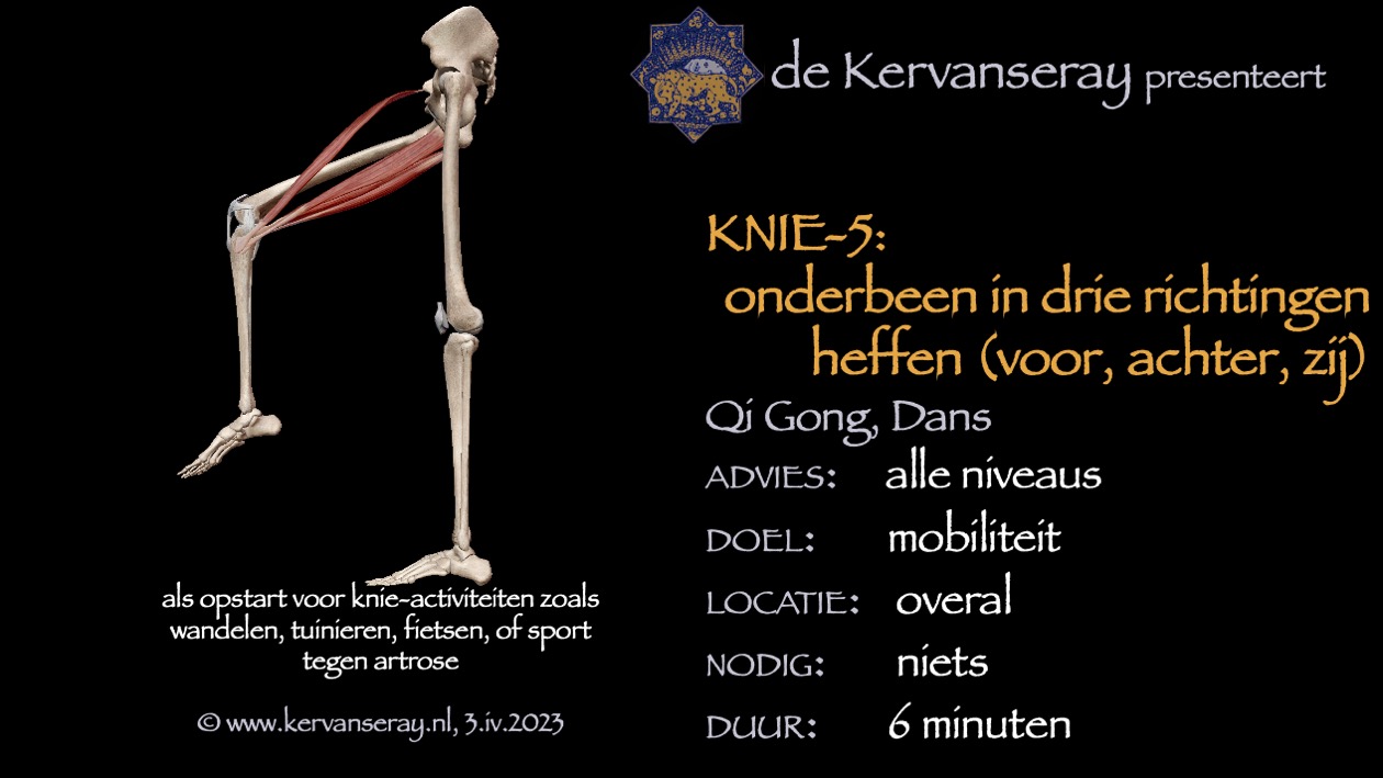 oefening reset losmaken knie: 5 onderbeen in drie richtingen heffen