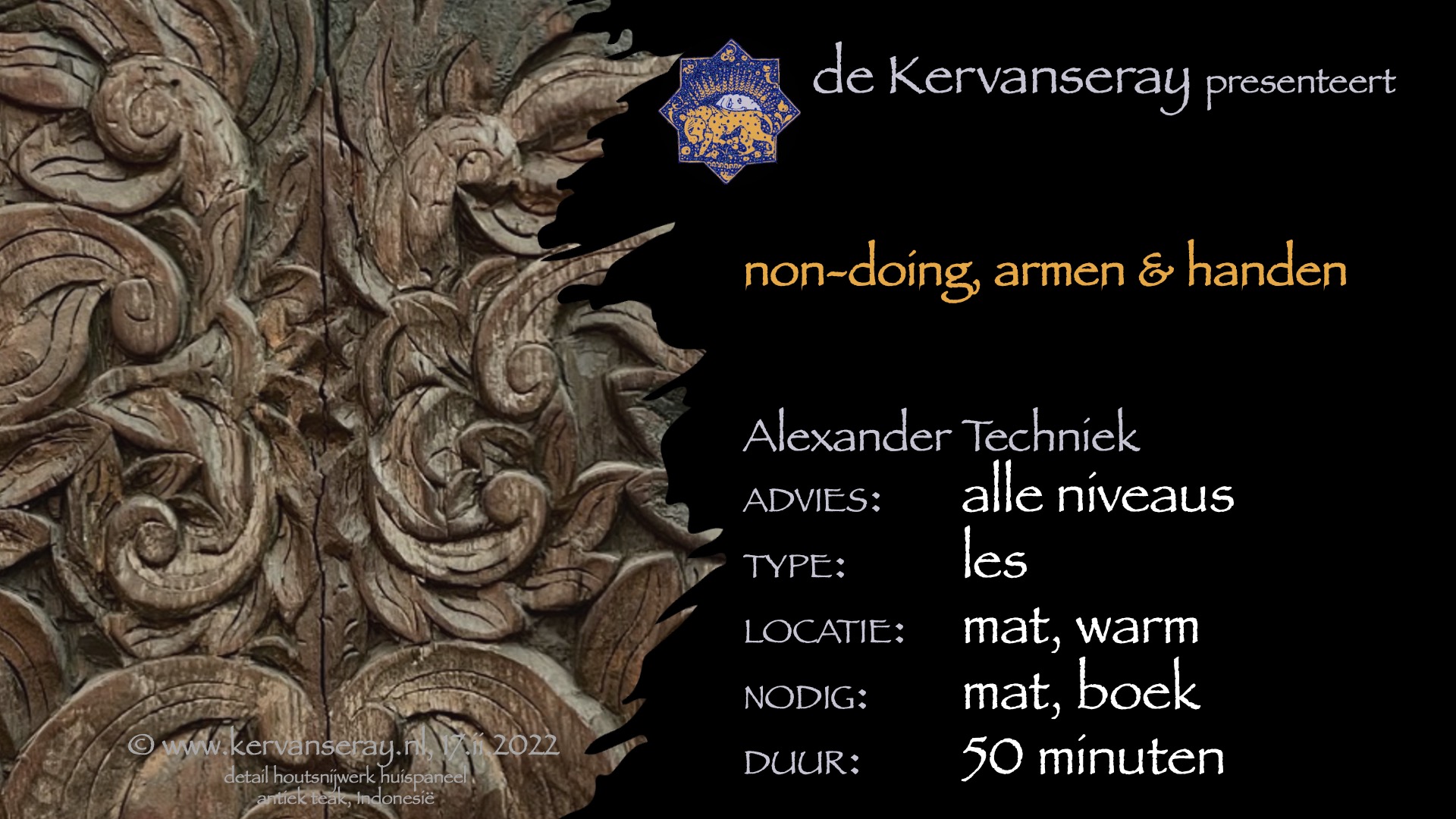 les: 'niet-doen' en loslaten, bewustwording armen en handen