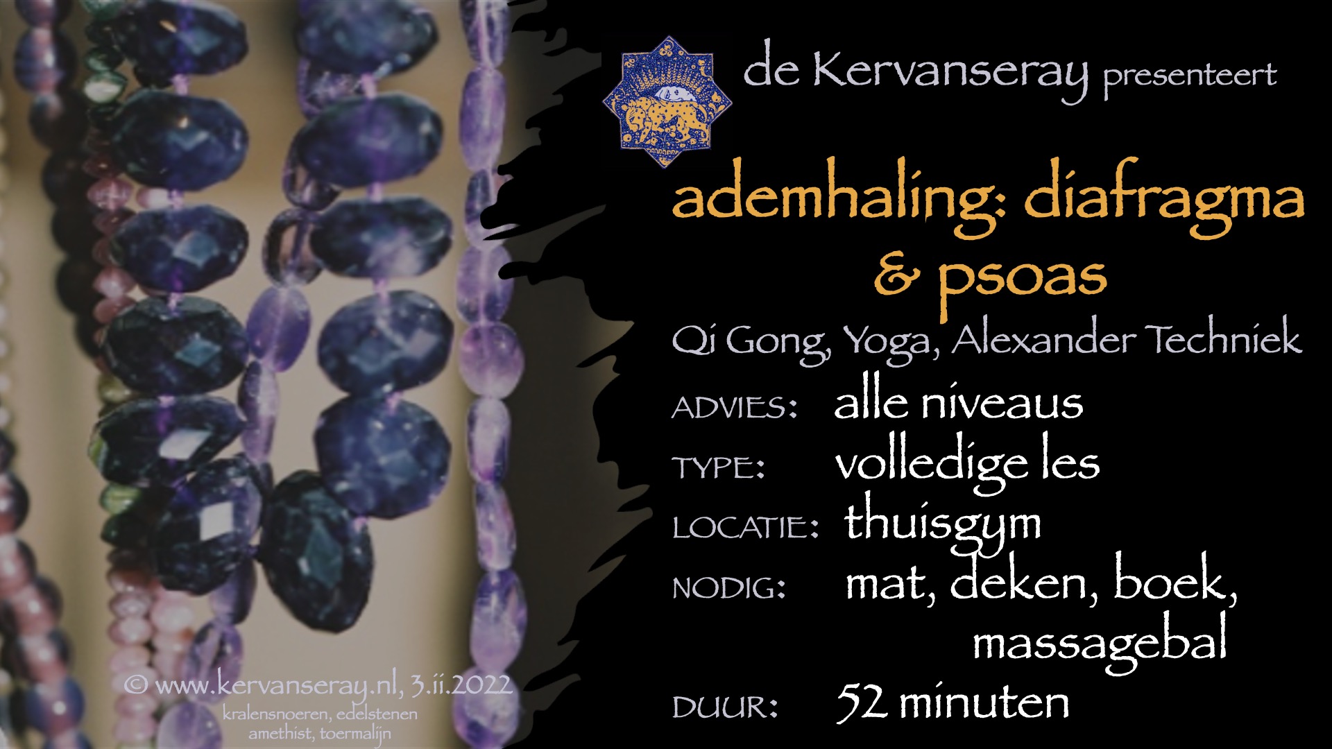 les: bewustwording van ademhaling, diafragma en psoas
