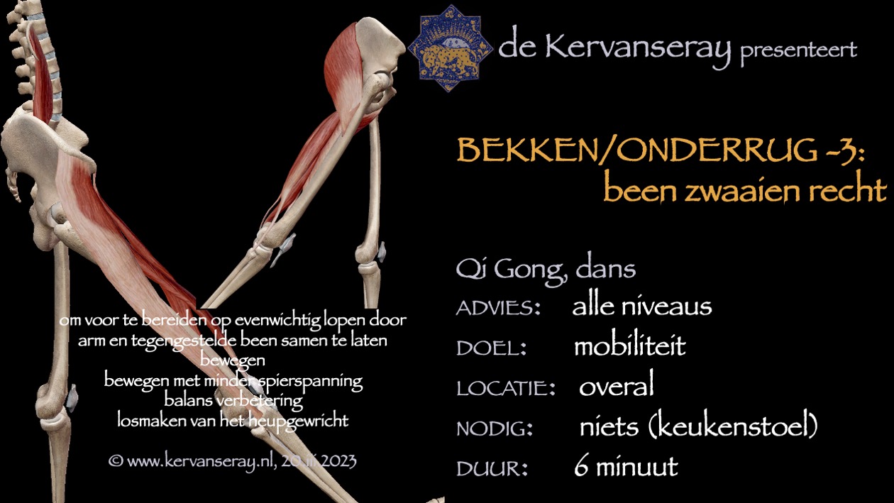 oefening reset losmaken bekken & onderrug; 3 been rechtuit zwaaien