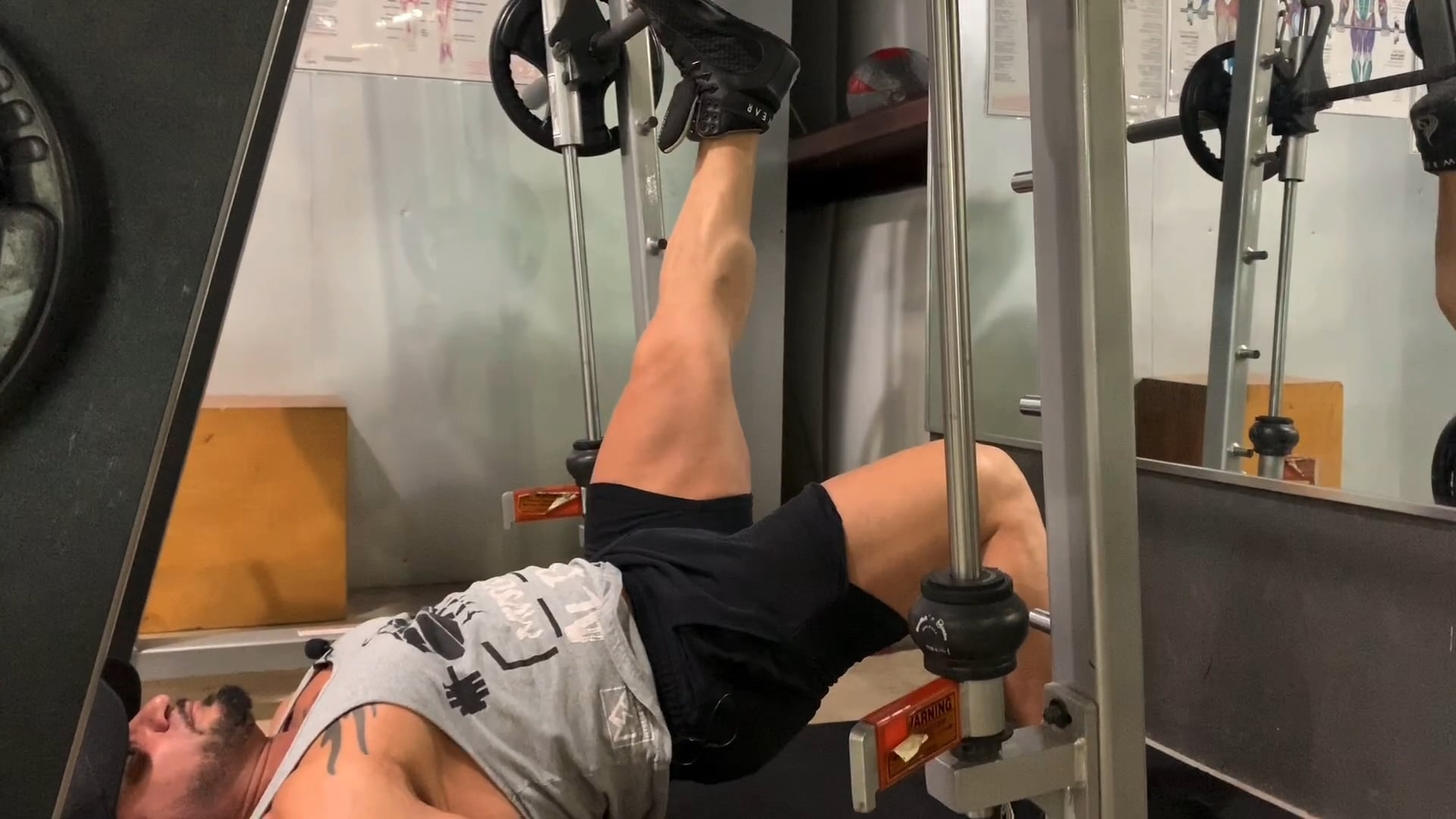 One Leg Glute Bridge on Smith Machine