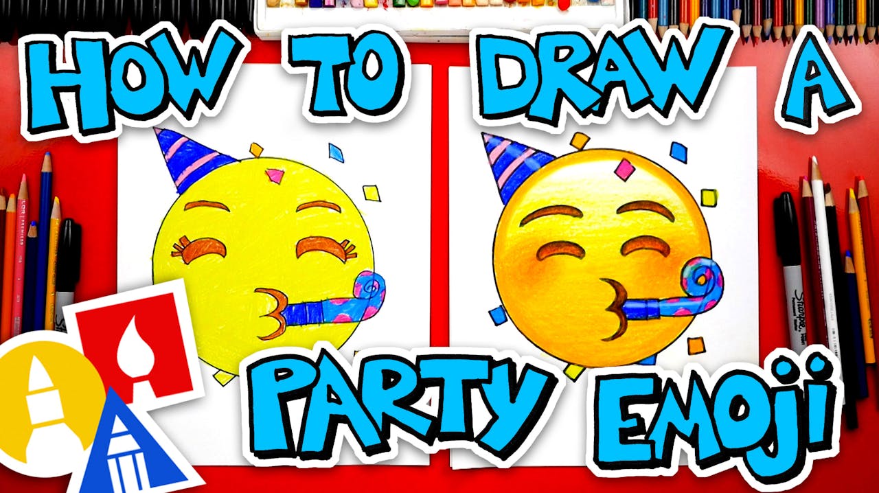 How To Draw The Party Emoji Birthday Art For Kids Hub