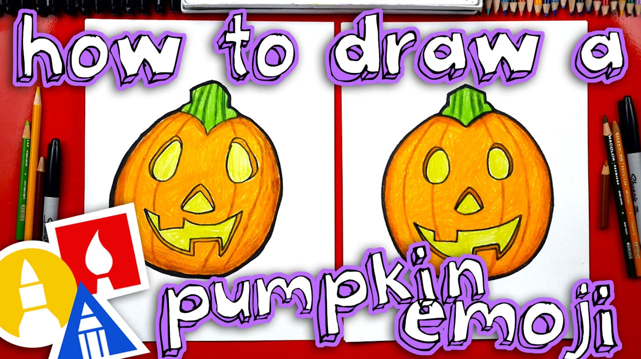 How To Draw The Pumpkin Emoji Halloween Art For Kids Hub