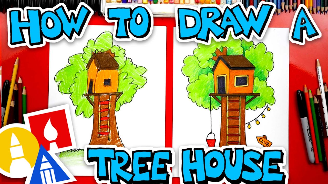 How To Draw A Treehouse - Buildings - Art For Kids Hub