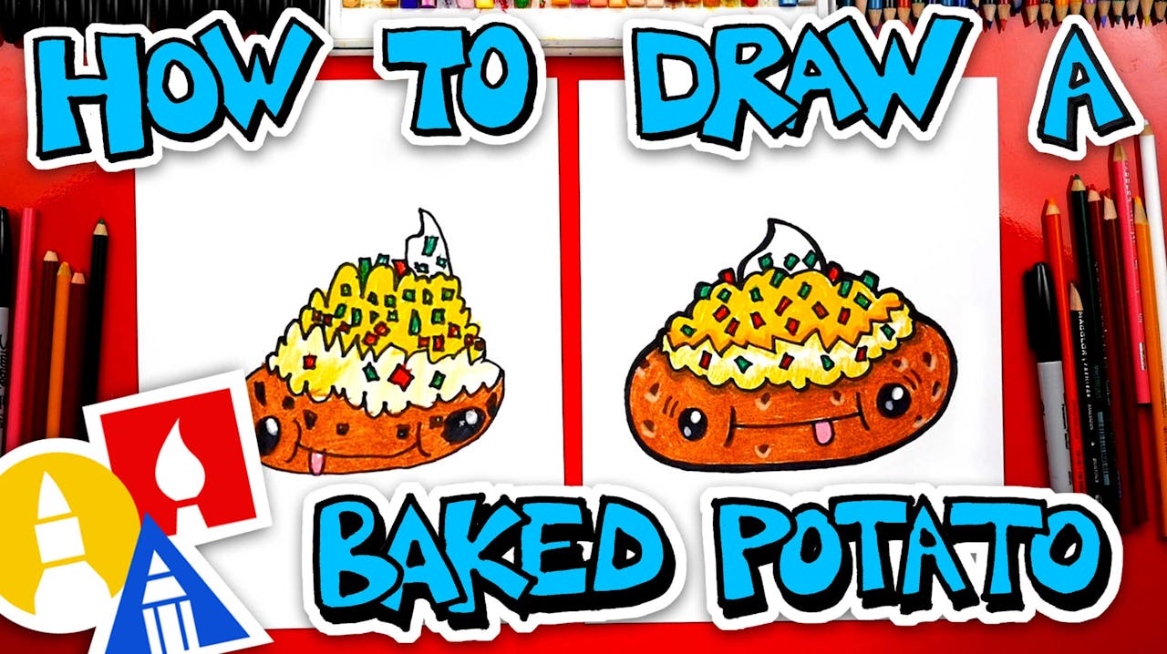 How To Draw A Funny Baked Potato Veggies Art For Kids Hub