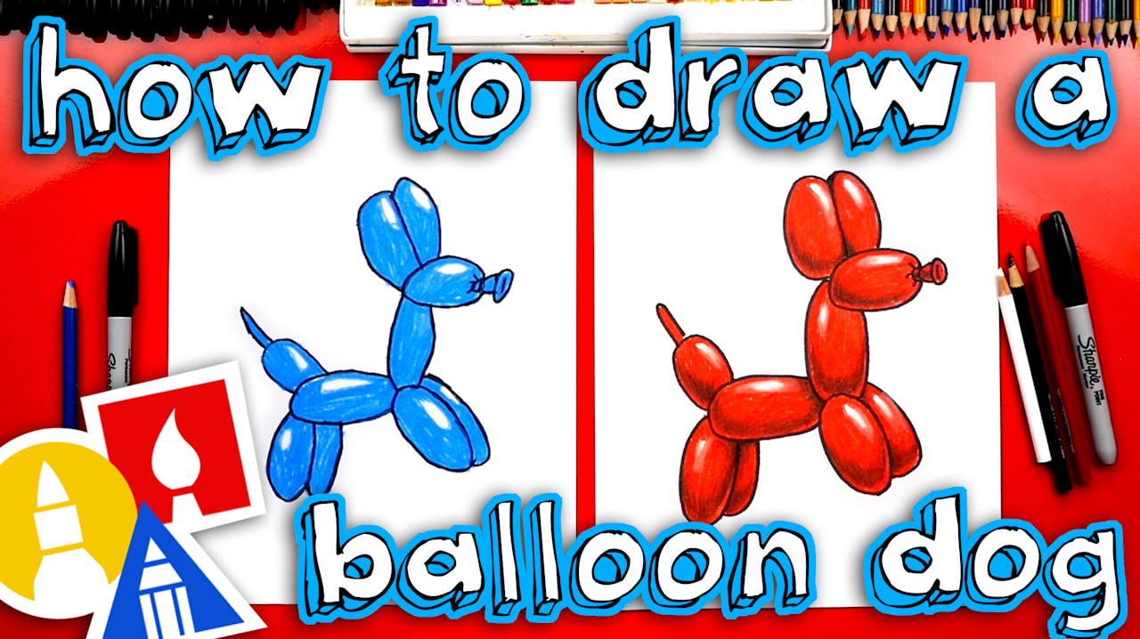 How To Draw A Dog Balloon Animal - Birthday - Art For Kids Hub