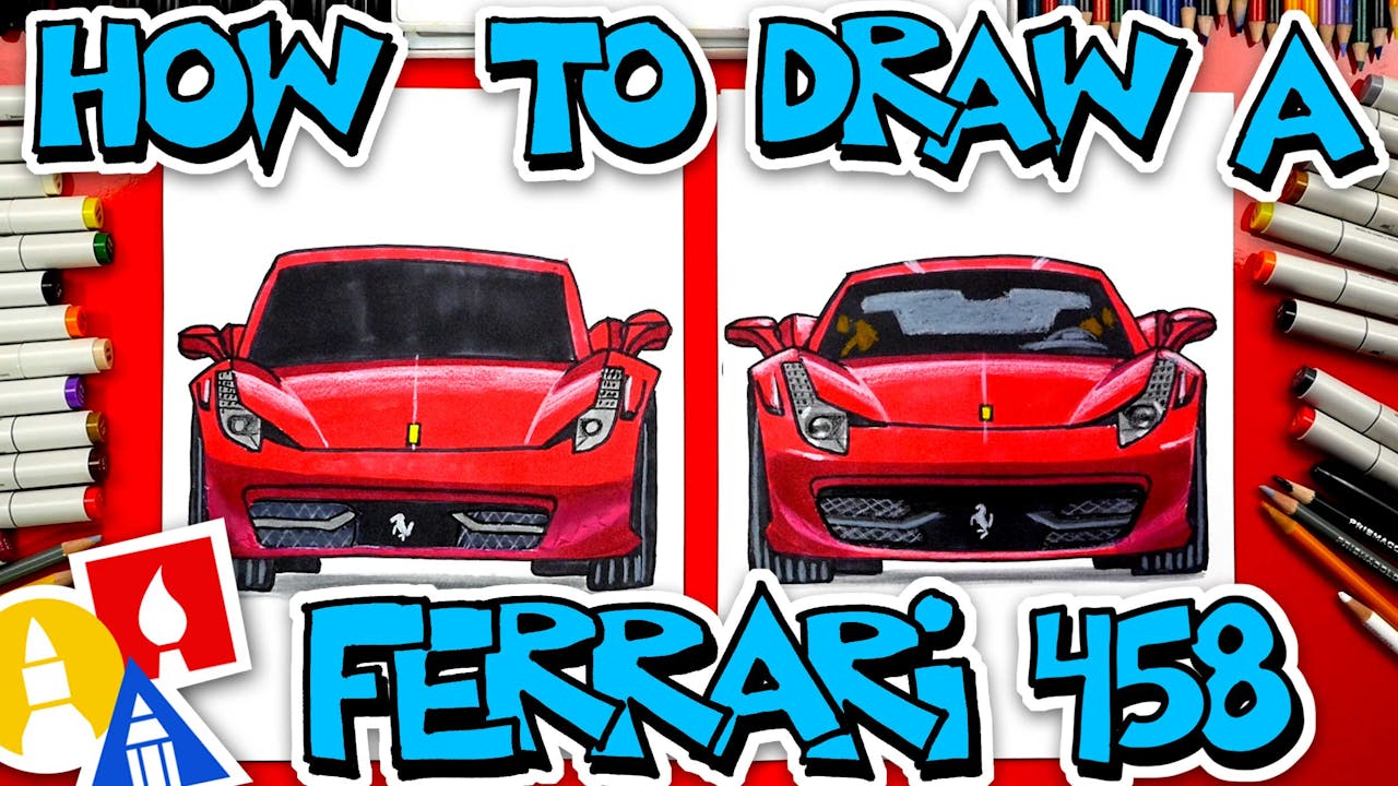 How To Draw A Ferrari 458 (Front View) - Vehicles - Art For Kids Hub
