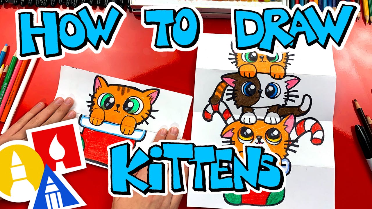 How To Draw A Christmas Kitten Stack (Folding Surprise ... How To Draw A Christmas Kitten Stack (Folding Surprise ...