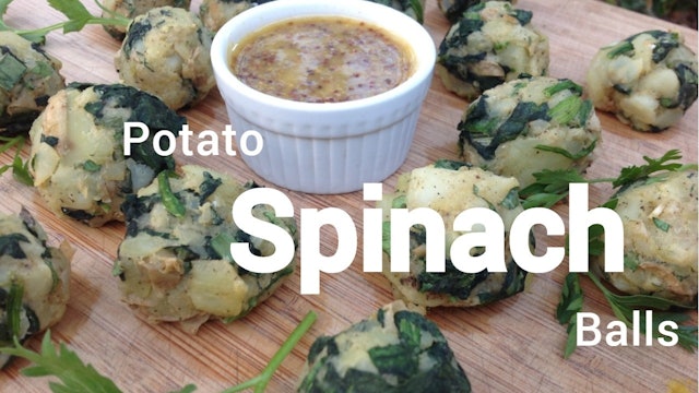 Potato Spinach Balls with Dijon Dipping Sauce