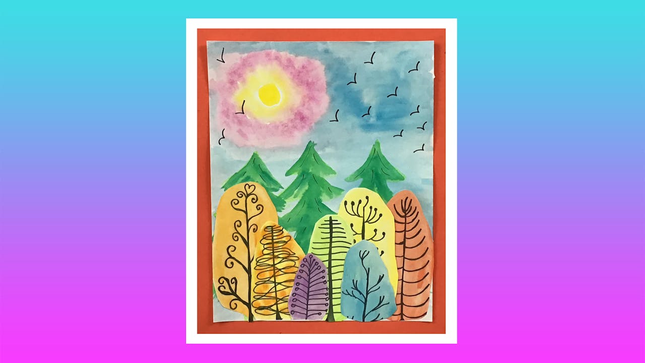 Sunset Watercolor Collage - Grades 4-6