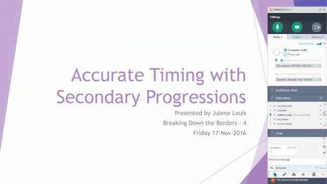 Accurate Timing With Secondary Progressions, with Julene Louis