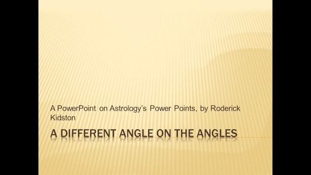 A Different Angle on the Angles, with Roderick Kidston