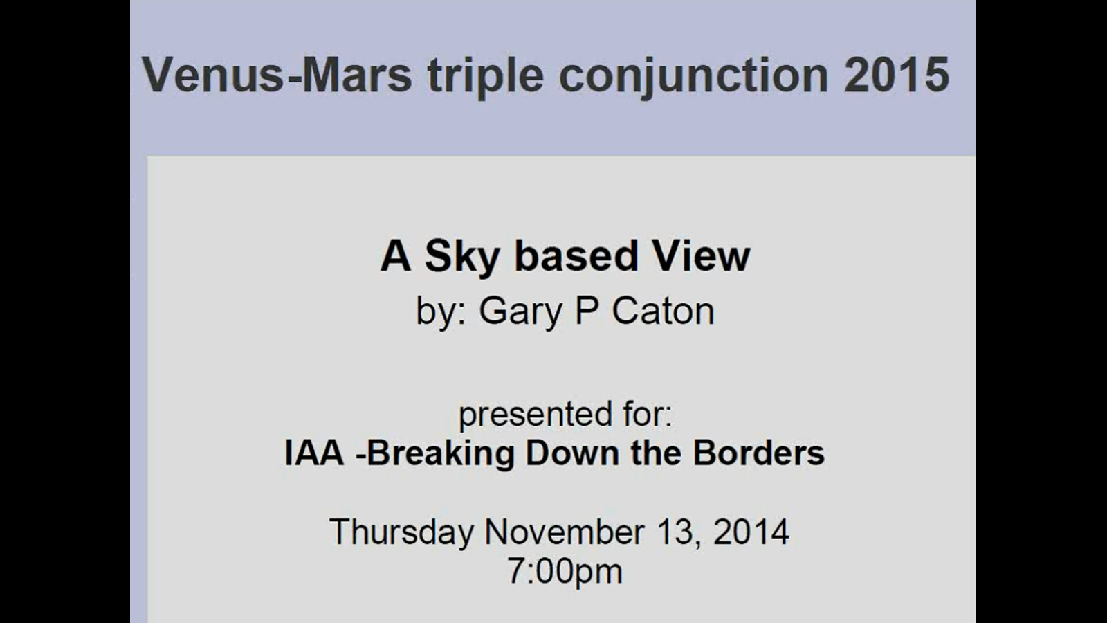 The Visual Dimensions of the Venus-Mars Cycle, with Gary P. Caton