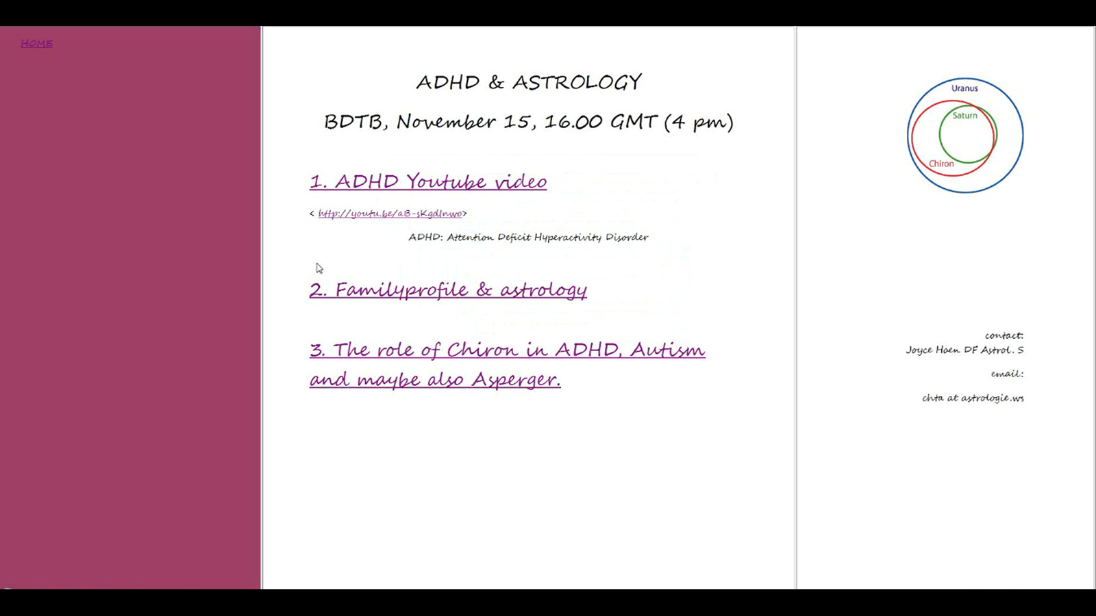 Chiron and ADHD, with Joyce Hoen