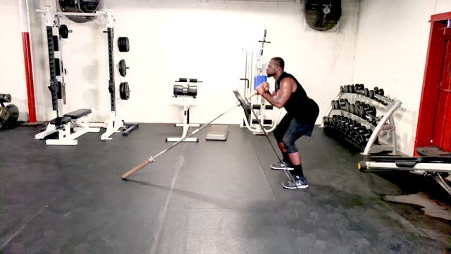 Landmine Squat into Press band loaded