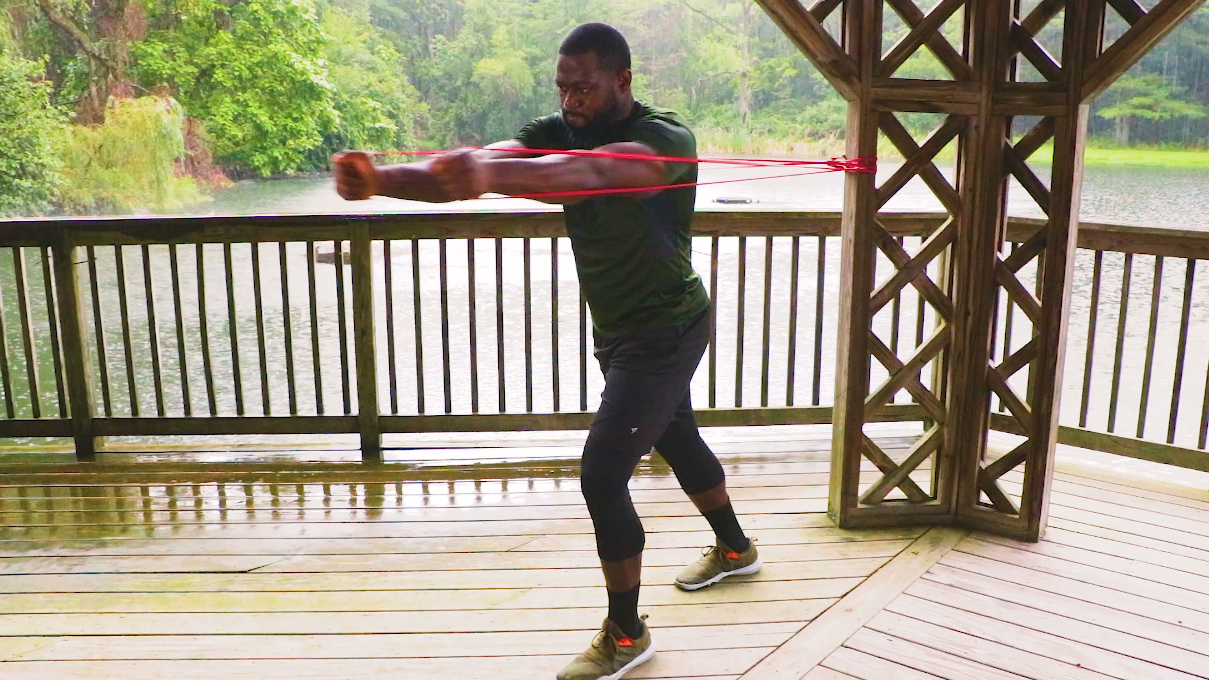 Split Stance Band Chest Fly