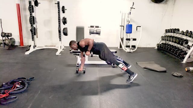 1 Arm DB Row Plank Position