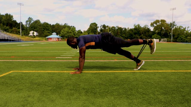 Planks w Band Hip Extension