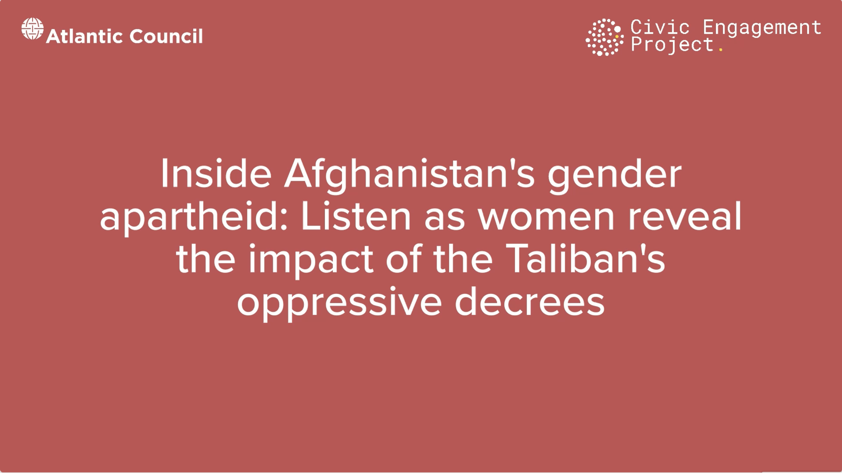 Inside Afghanistan's gender apartheid