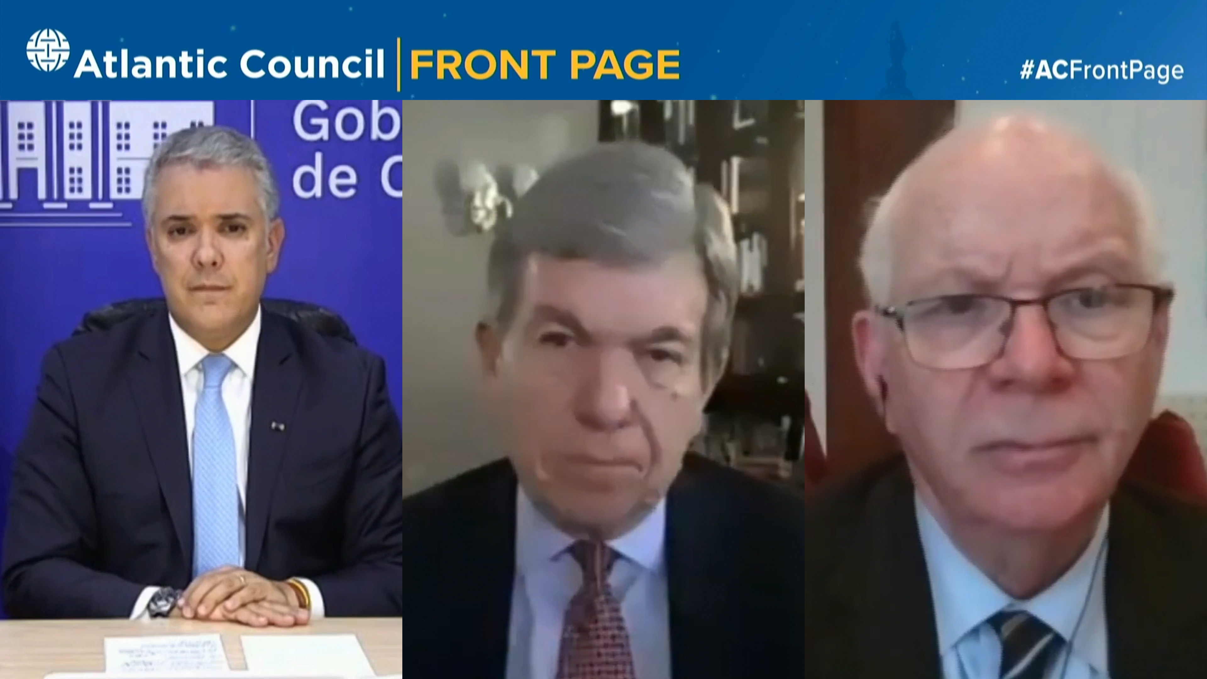 Colombian President Iván Duque and US Senators Roy Blunt and Ben Cardin