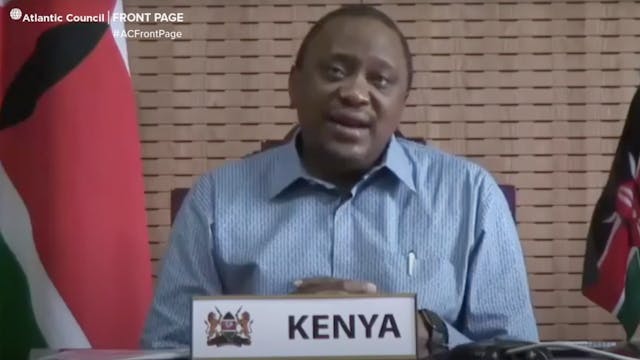 Kenyan President Uhuru Kenyatta on st...