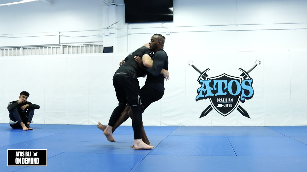 Effective Over Under Clinch Foot Sweep Takedown Fred Leavy Atos BJJ
