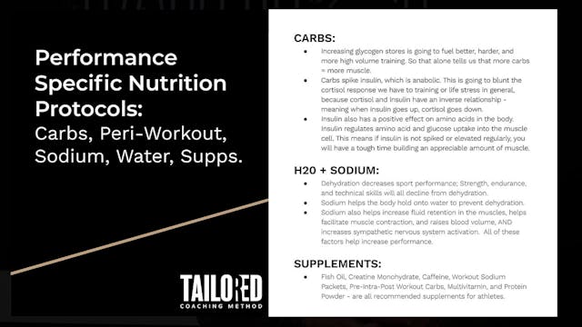 Performance Specific Nutrition Protocols