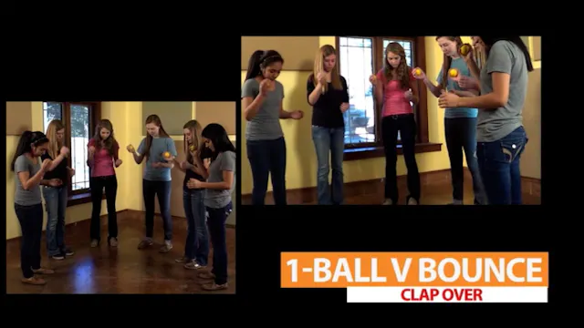 1 ball v bounce Clap over