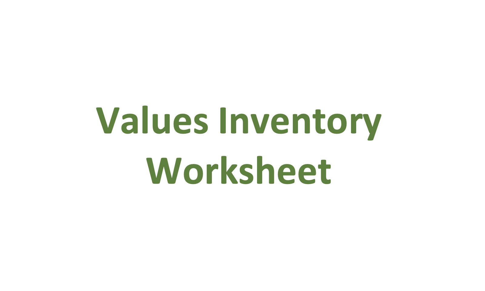 Values Inventory Worksheet
