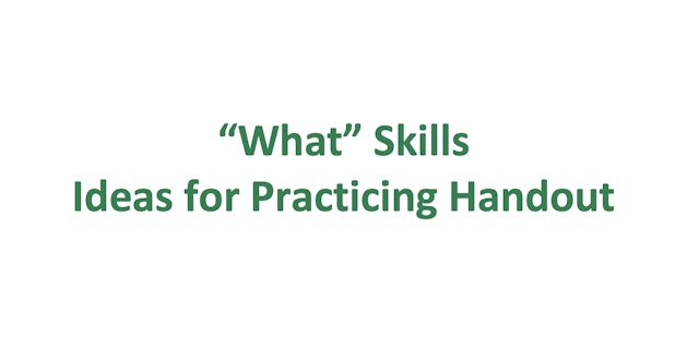 "What" Skills: Ideas for Practicing Handout