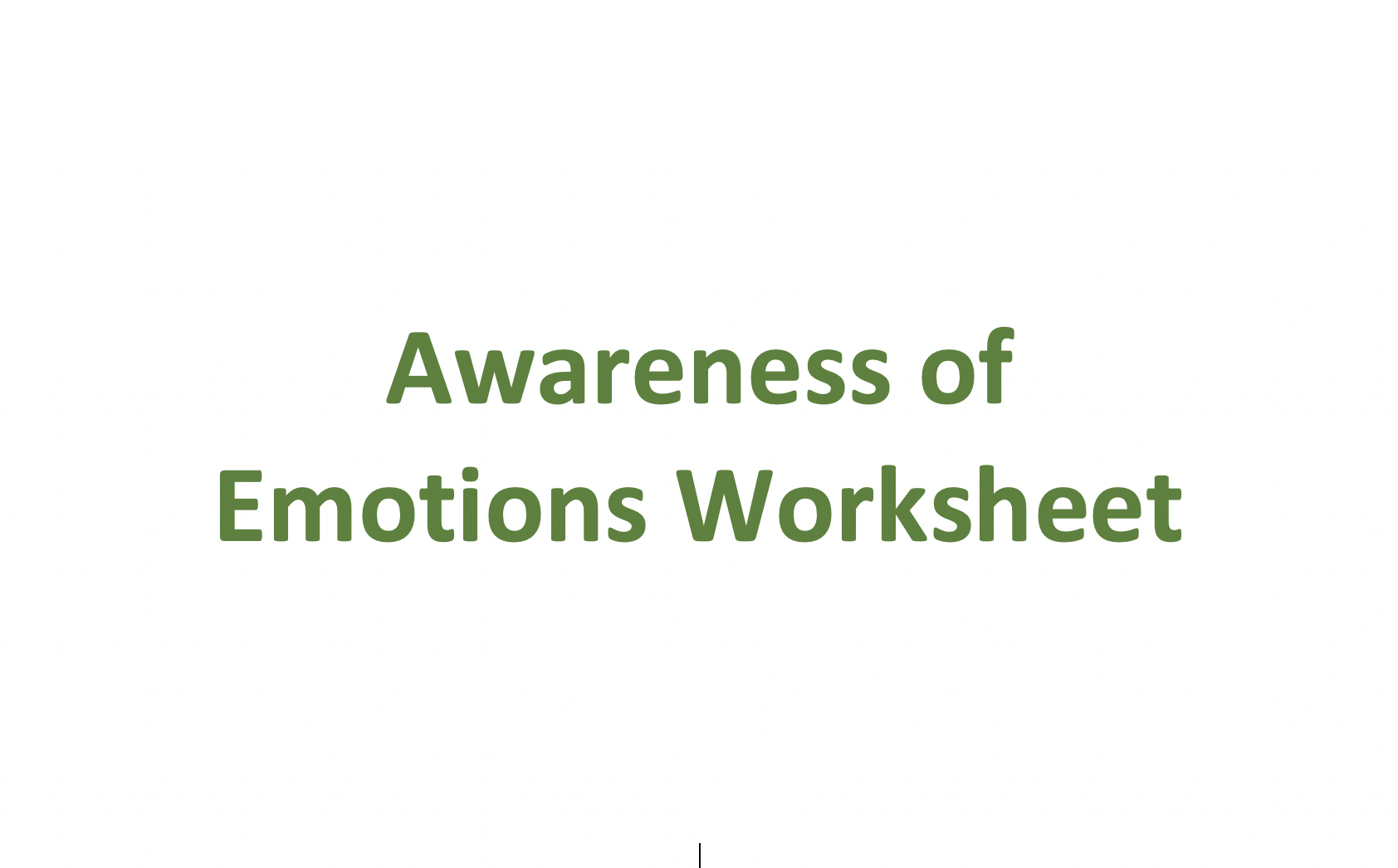 Awareness of Emotions Worksheet