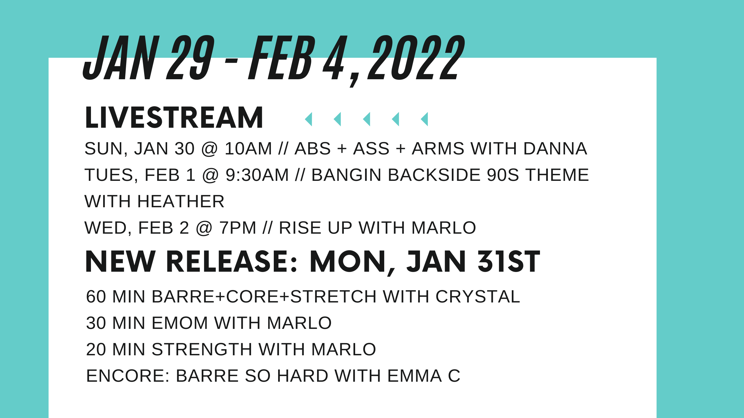 Jan 29 to Feb 4, 2022