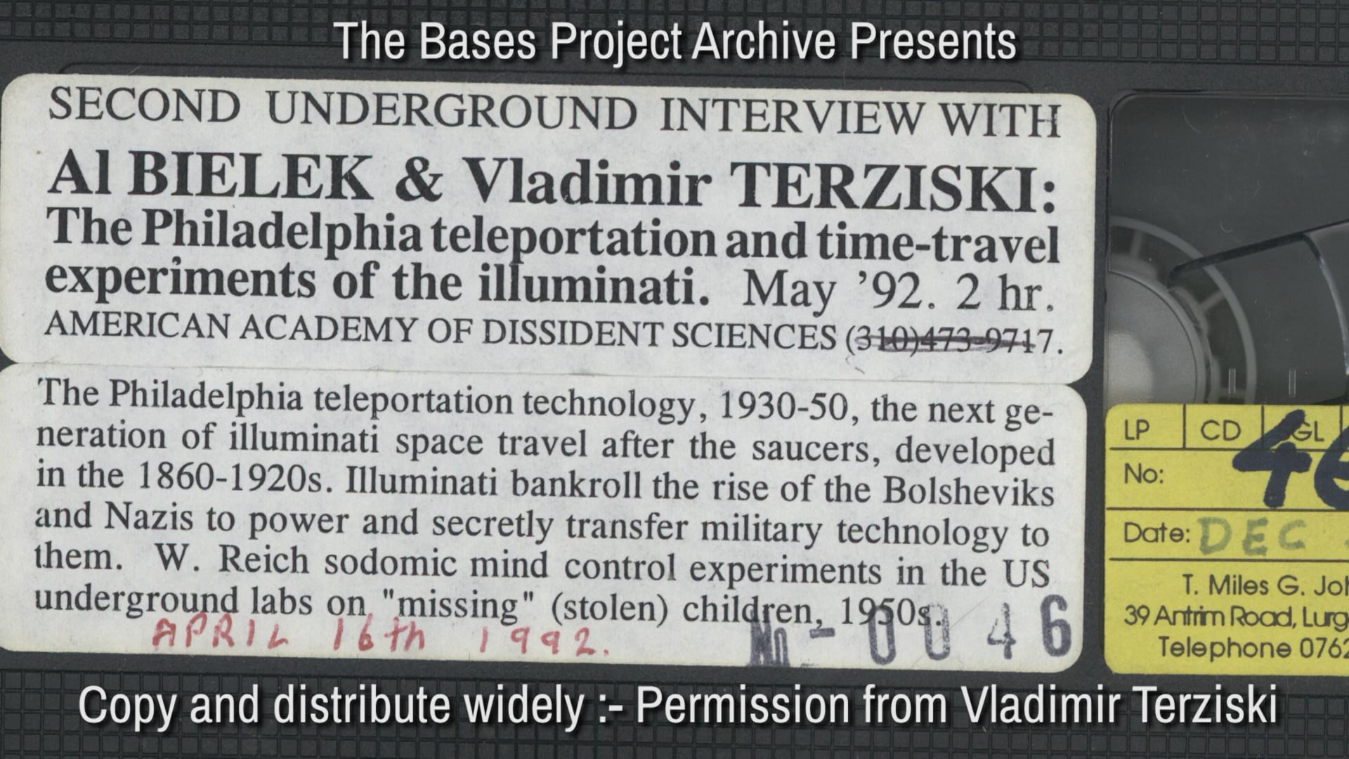 Vladimir Terziski - Al Bielek 2nd Intervew May 1992