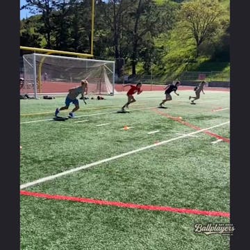 Quick feet around cone to sprint