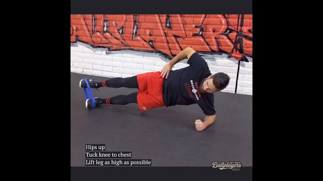 Side Plank Band Knee Tucks + Leg Lift 