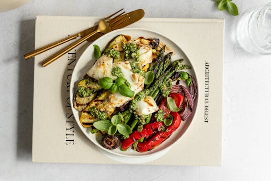 GRILLED VEGETABLES WITH BASIL PESTO