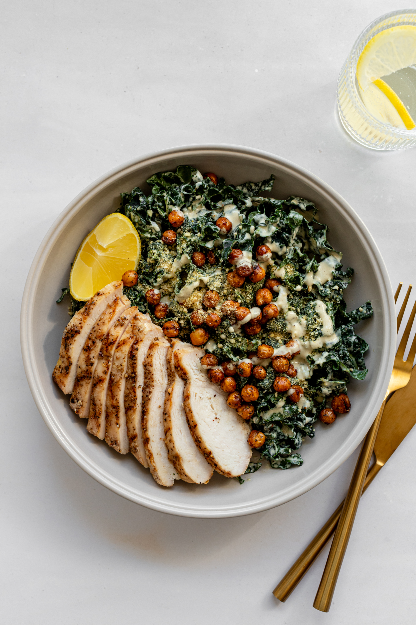 RECIPE - KALE CAESAR SALAD WITH CRISPY CHICKPEAS