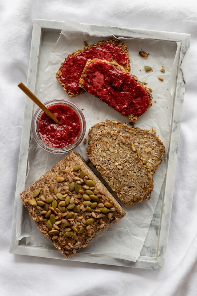 GOOD GUT LOAF WITH STRAWBERRY CHIA JAM