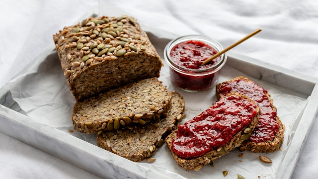GOOD GUT LOAF WITH STRAWBERRY CHIA JAM