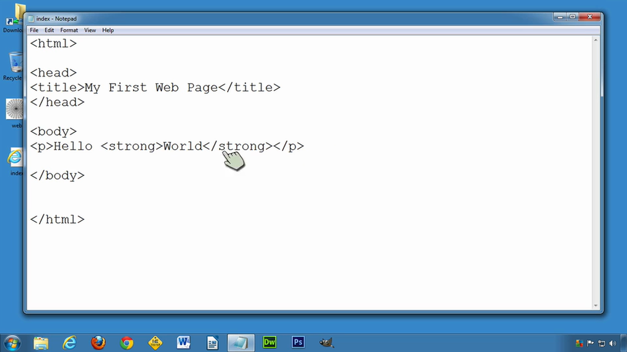 DW6U01B: Creating a Page in a Text Editor 