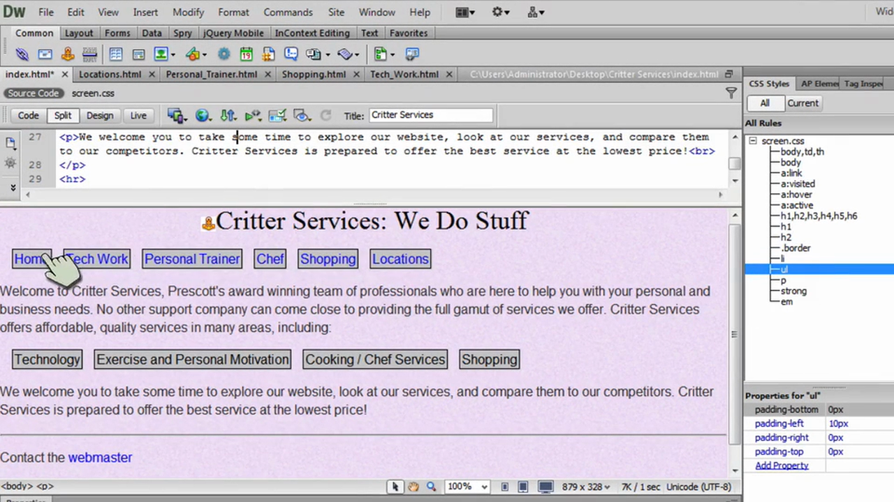 DW6U06C: Working with CSS