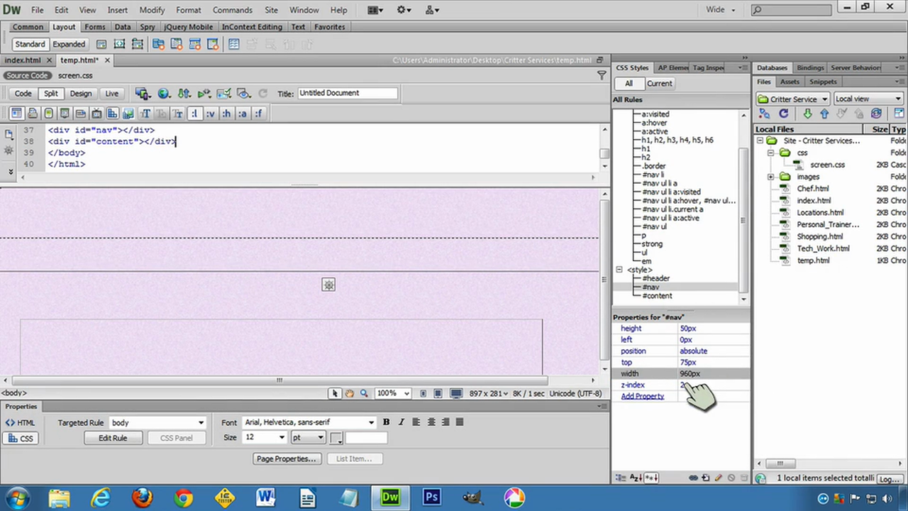 DW6U07B: Creating a Layout