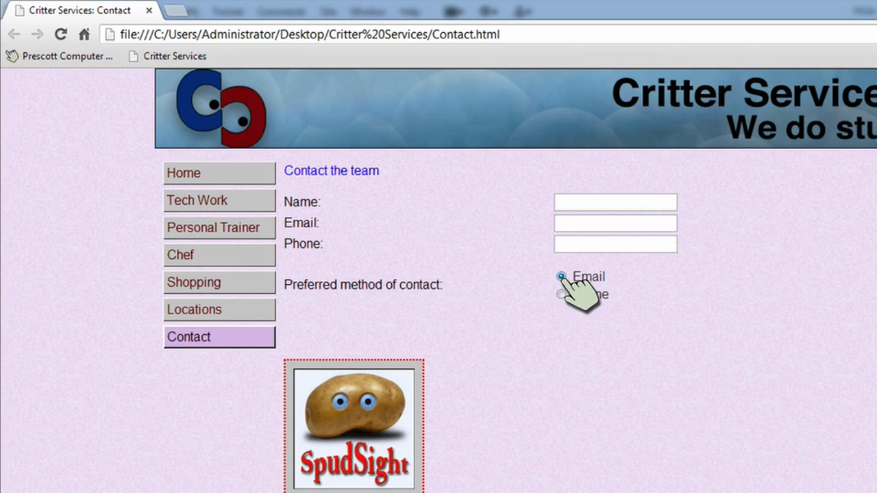 DW6U10B: Text Boxes, Check Boxes, Radio Buttons & Menus
