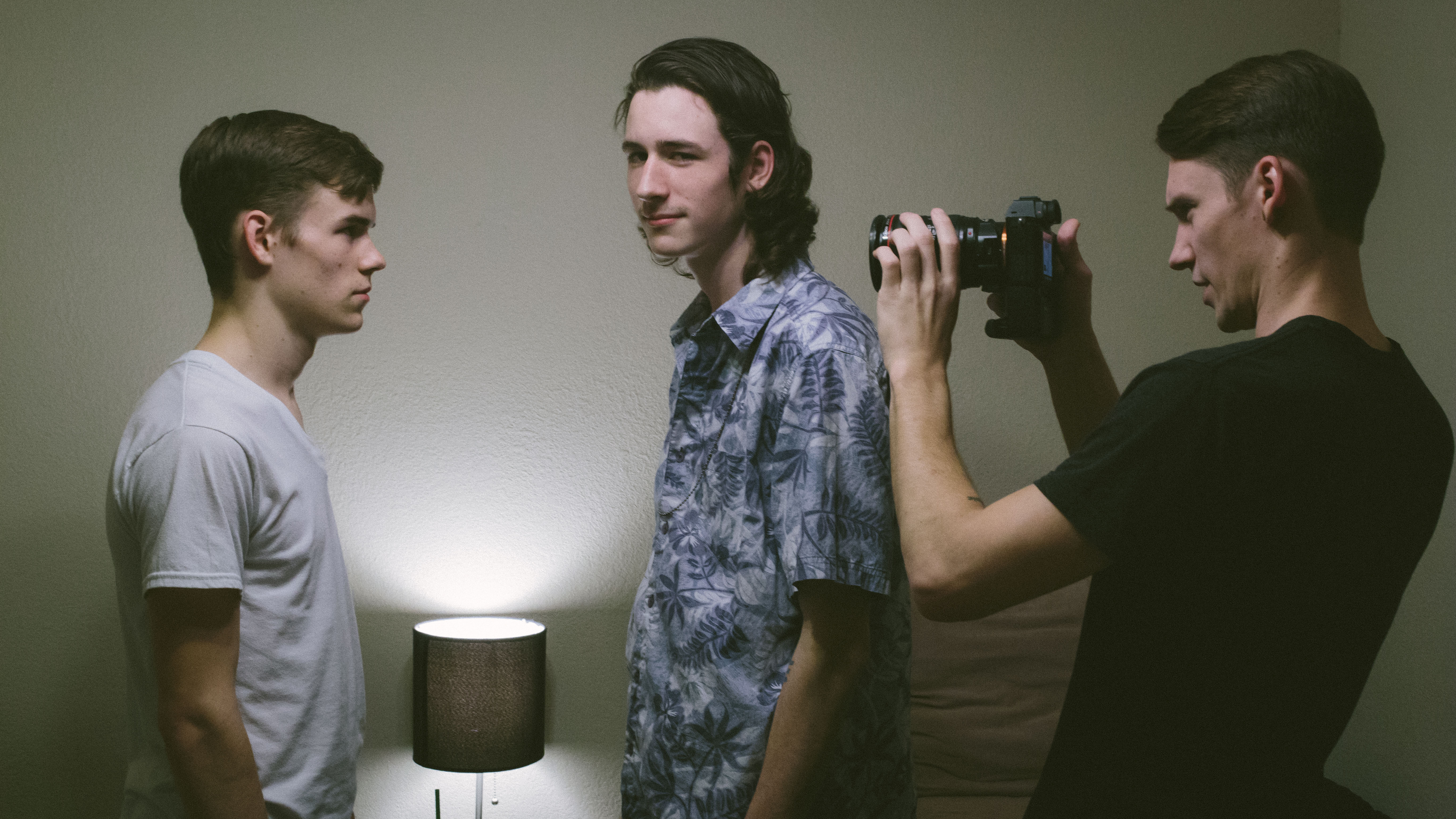 Brett, Cameron, and Cory McCabe on set of Brother (2018)