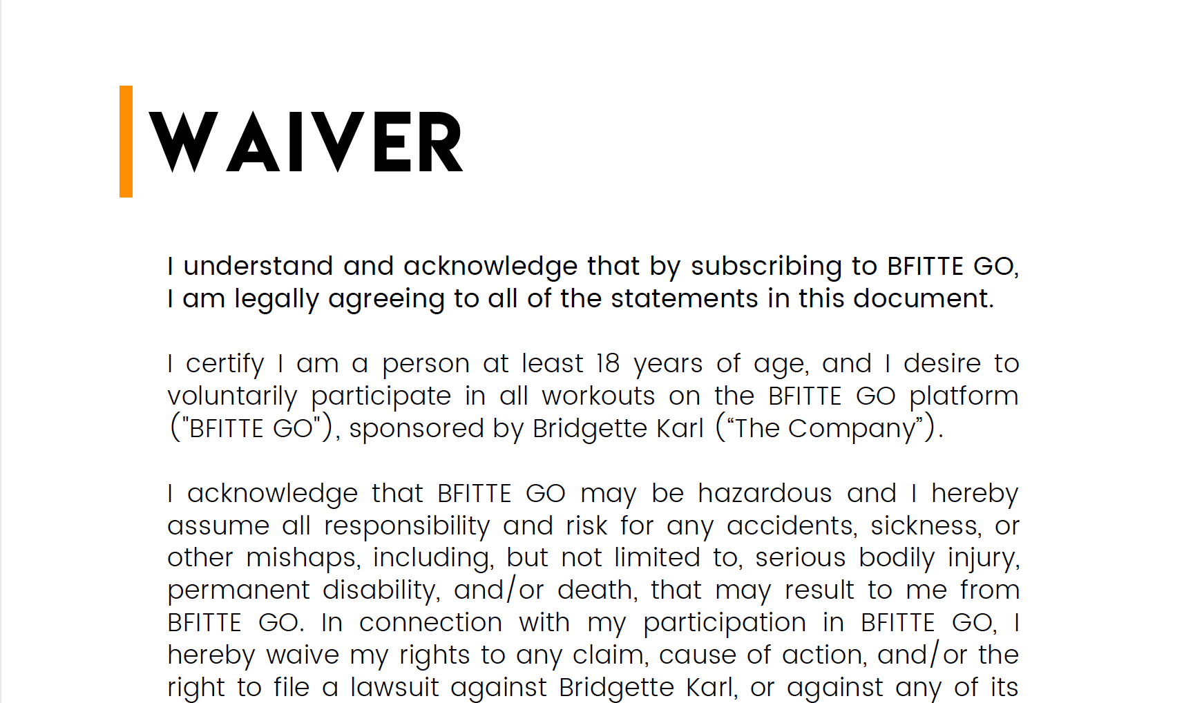 BFITTE WAIVER