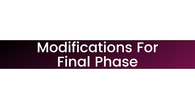 Modifications For Final Phase