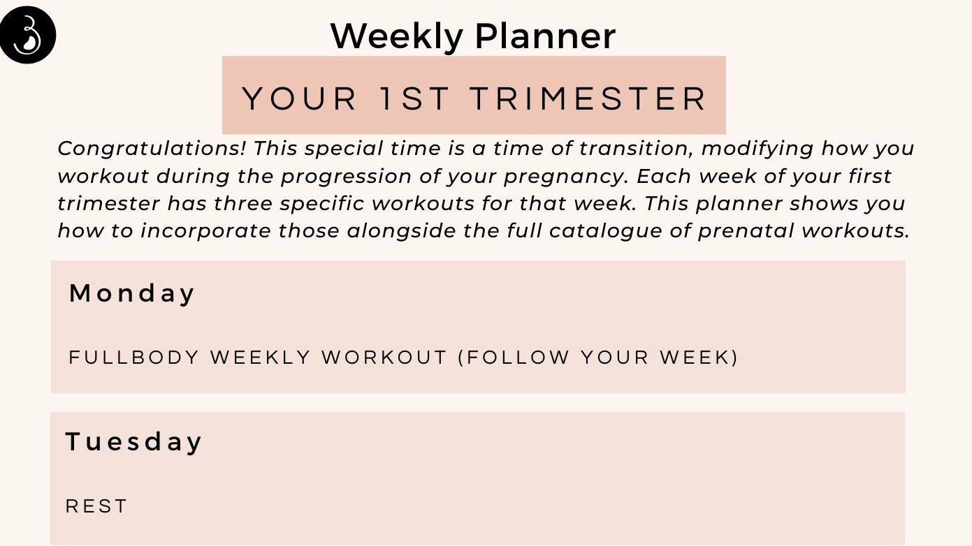 Your First Trimester Weekly Workout Planner