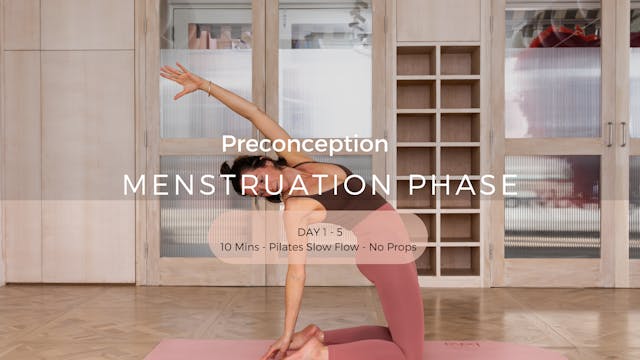 Menstruation Phase - 10 Mins - Pilates Slow Flow - No Props 