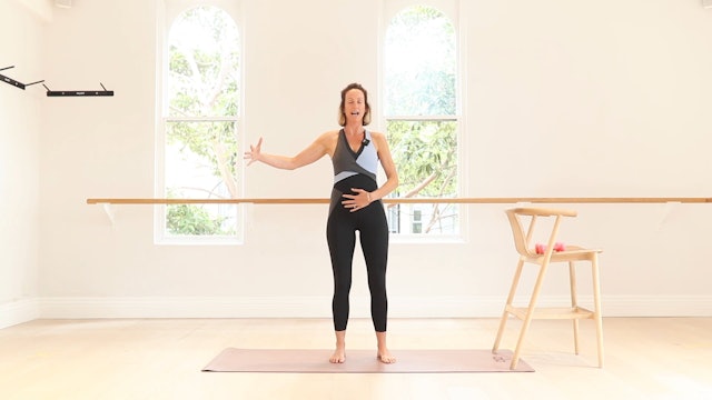 26 Mins - Full Body Barre - Chair, Small Hands Weights (Prenatal) 